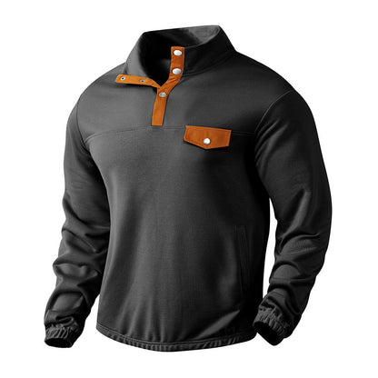 Herren Stehkragenpullover Sportlich Kontrastdetails Modern