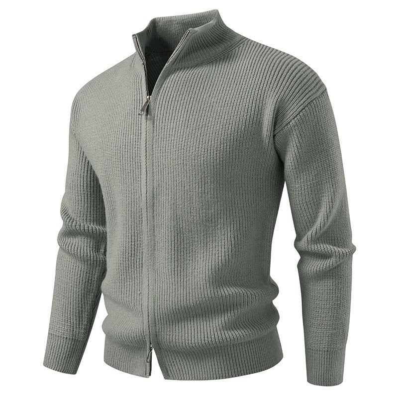 Herren Strickjacke Hochkragen Reißverschluss Modern