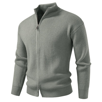 Herren Strickjacke Hochkragen Reißverschluss Modern