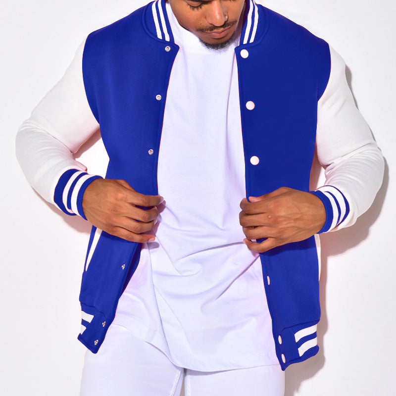 Herren Sportjacke mit Streifen Ärmelbündchen und Knöpfen Modern