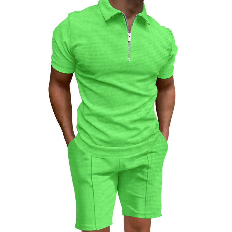 Herren Polo-Shorts-Set Modern mit elastischem Bund und Reißverschluss