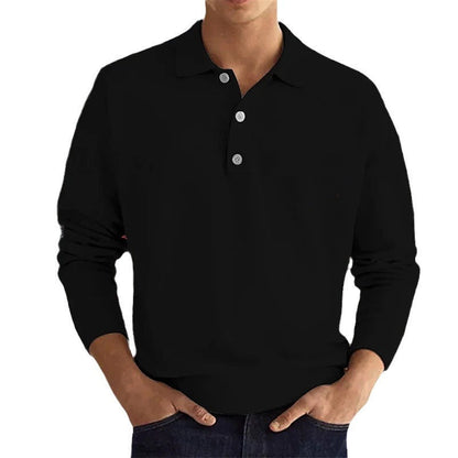 Herren Polo Langarm Hemd Mit Henley Kragen Modern