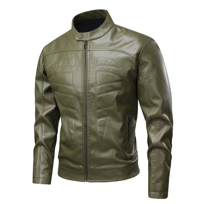 Herren Lederjacke Modern Sportlich Mit Reißverschluss