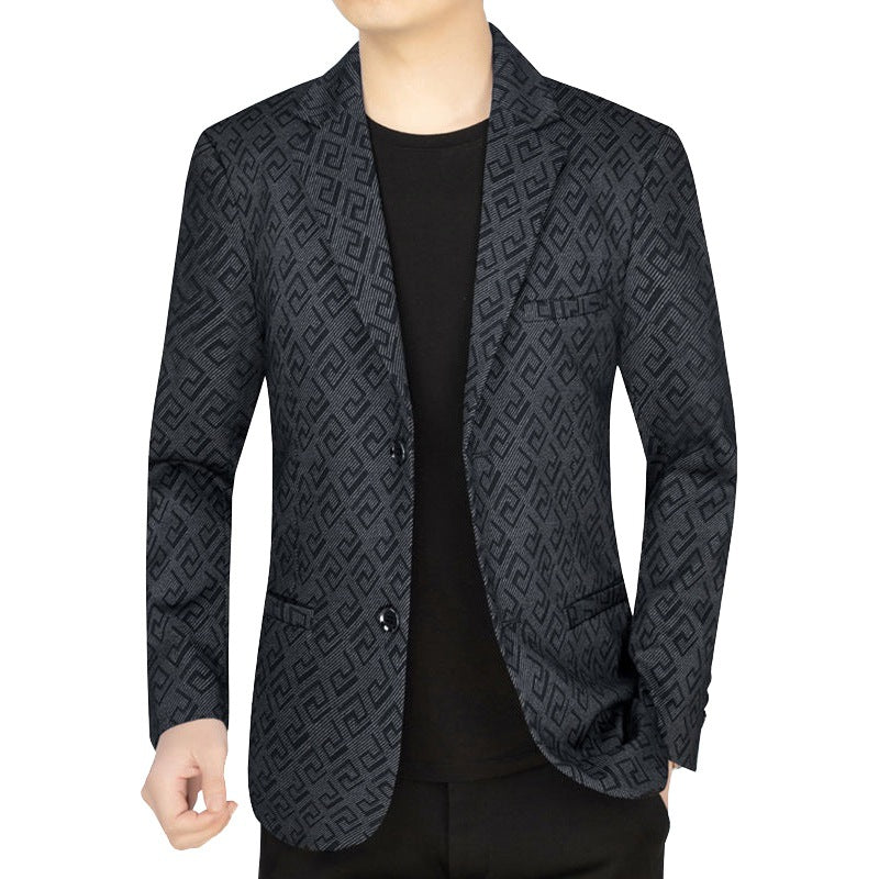 Elegante Herren Blazer Jacke Mit Geometrischem Muster