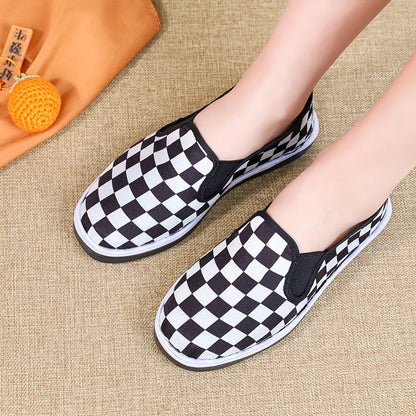 Damen Slip-On Schuhe Kariert Bequem Modisch
