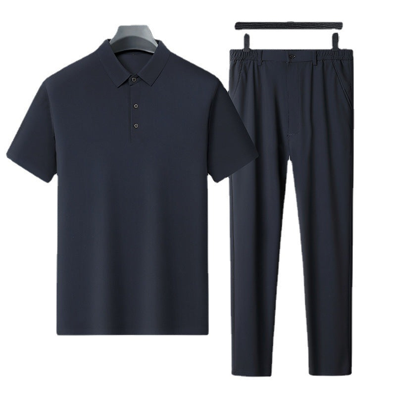 Herren Jogginghose Set mit Poloshirt Bequem Sportlich