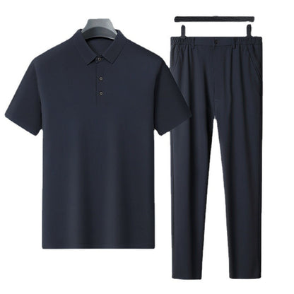 Herren Jogginghose Set mit Poloshirt Bequem Sportlich