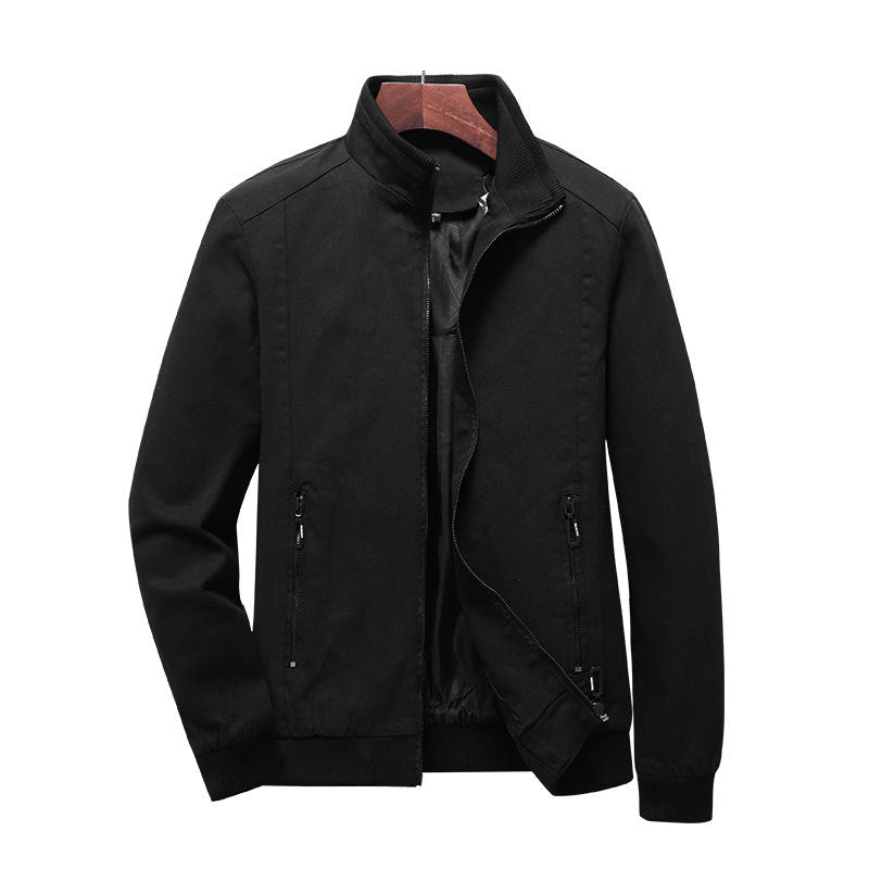 Herren Lederjacke Übergangsjacke Reißverschluss Stehkragen Modern