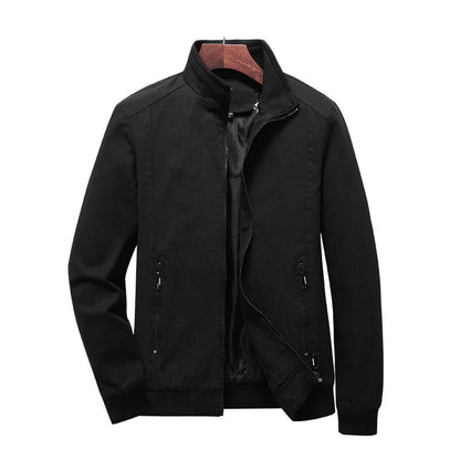 Herren Lederjacke Übergangsjacke Reißverschluss Stehkragen Modern