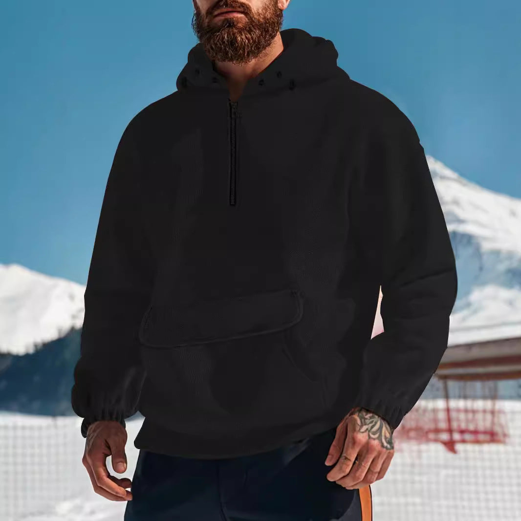 Herren Fleece Pullover Kapuzen Sweatshirt Mit Reißverschluss