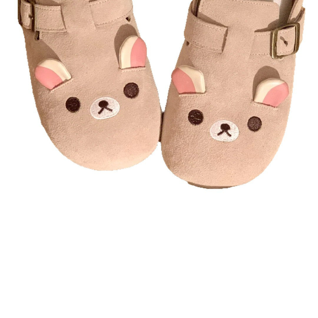 Damen Clogs Kuschelig Niedlich Tiermotiv Schnallenverschluss