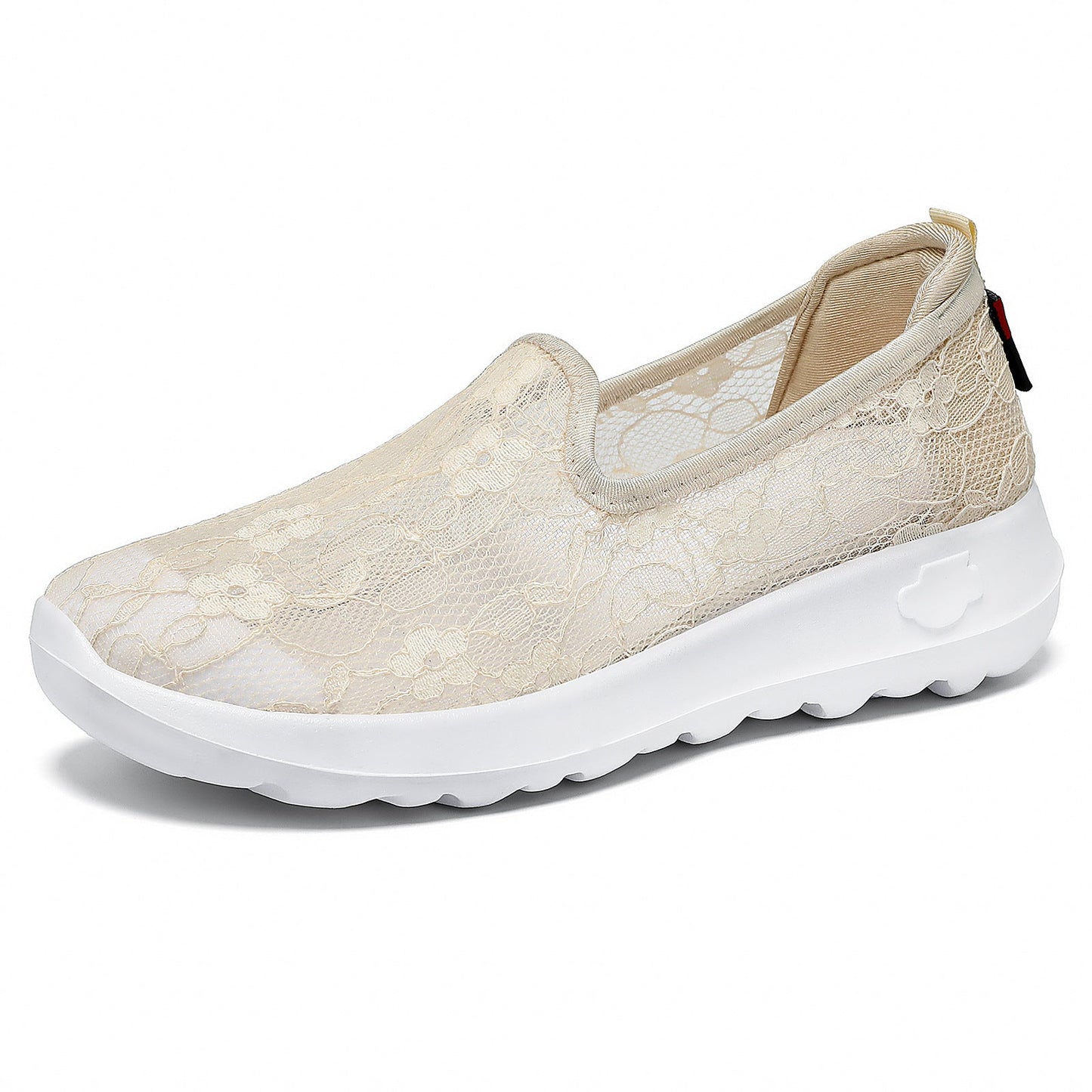 Damen Slip-On Schuhe Blumen Spitze Freizeit