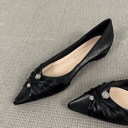 Damen Ballerinas Elegante Spitze Schnürsenkel Schwarz - BerlinGlamour