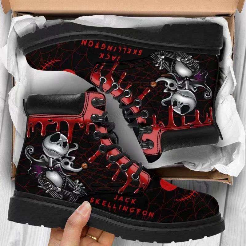 Damen Stiefeletten mit Totenkopf-Design Robust Schwarz