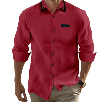 Herren Langarmhemd Elegantes Kontrastdesign ModernSlimFit