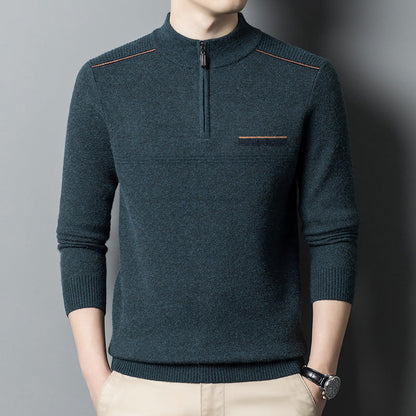 Herren Stehkragenpullover Modern Reißverschluss Schwarz