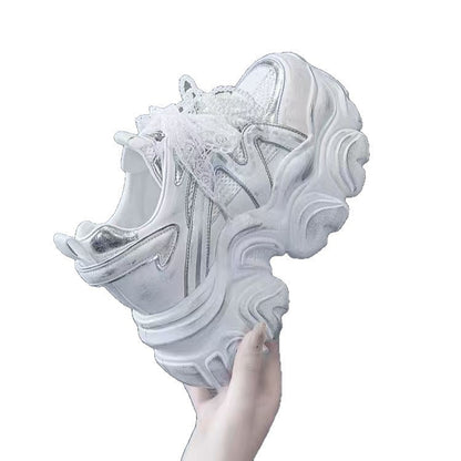 Damen Sneaker Perlen Mesh Oberfläche Modisch