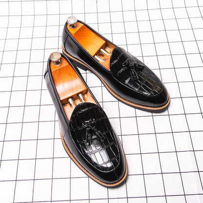 Damen Mokassins Elegante Leder Schuhe mit Quasten Detail