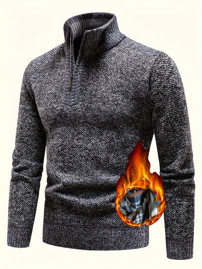 Herren Fleece Pullover Hochkragen Strukturiert