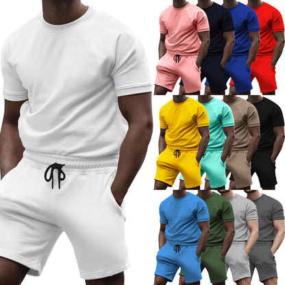 Herren Sportanzug Kurzarm Oberteil Bequeme Sports Shorts