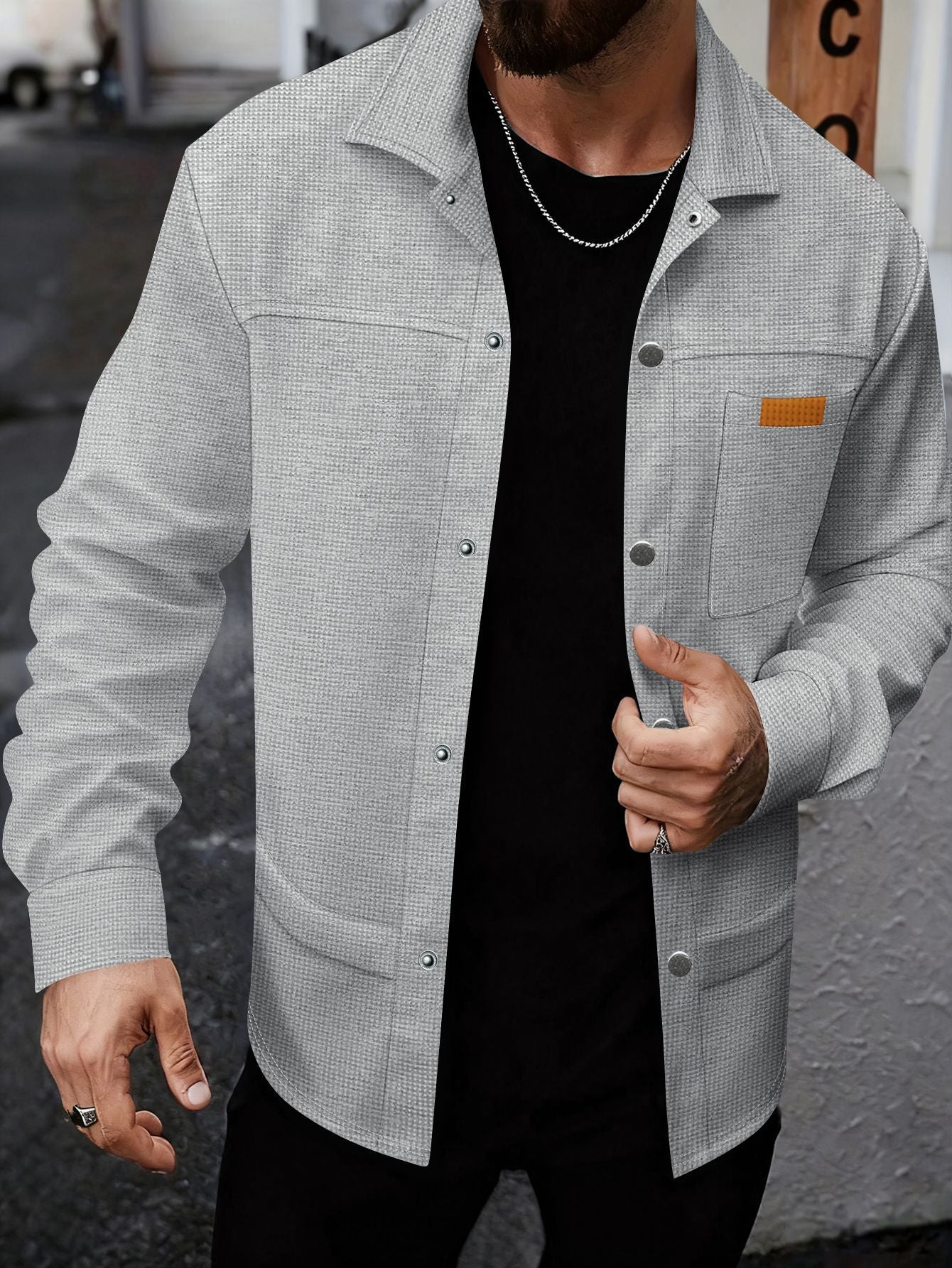 Herren Übergangsjacke Modern mit Taschen und Elastik