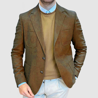 Herren Blazer Wildleder Elegant Slim Fit mit Taschen