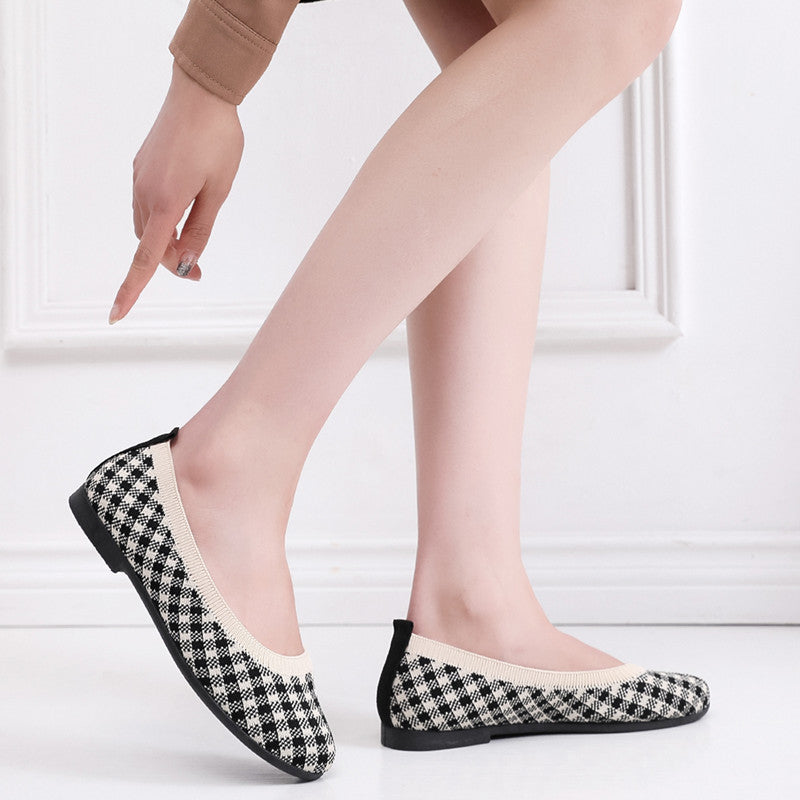 Damen Ballerinas Atmungsaktiv Strick Oberteil Modisch