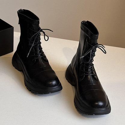 Damen Schnürstiefel Rutschfest Winterstiefel Schwarz