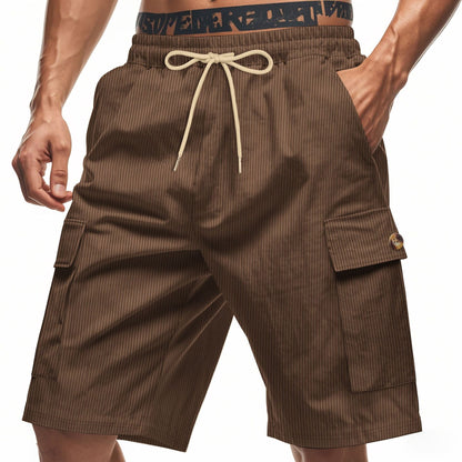 Herren Cargo Shorts Bequem Mit Kordelzug und Taschen