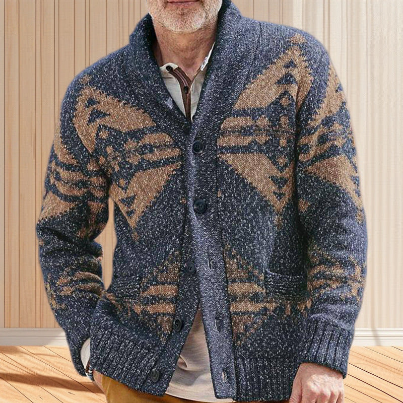 Herren Strickjacke Muster Strick Modern mit Taschen - BerlinGlamour