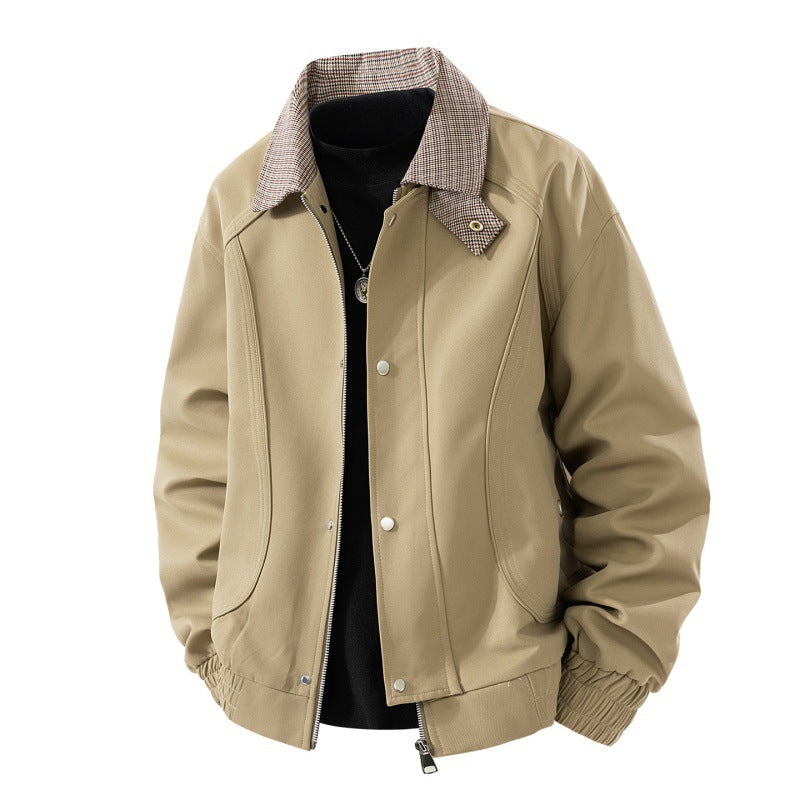 Herren Übergangsjacke Modern mit Karomuster Kragen