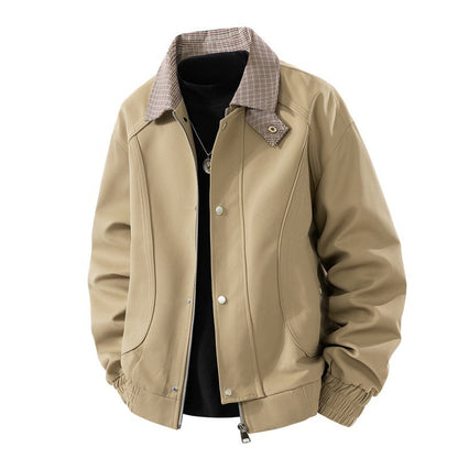 Herren Übergangsjacke Modern mit Karomuster Kragen