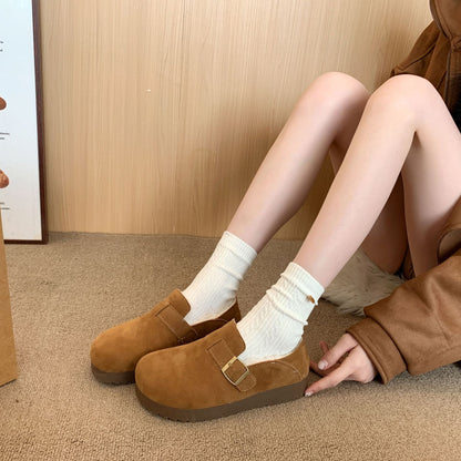 Damen Clogs Weich Velours Bequem Schnalle Modisch