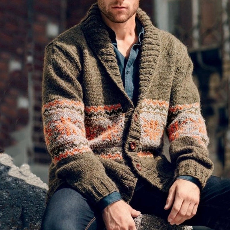 Herren Strickjacke Farbenfroh Hochkragen Modern