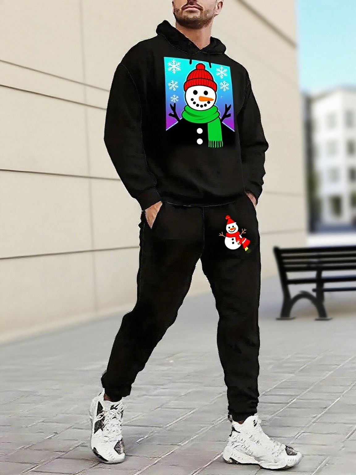 Weihnachts Pullover Set Herren Kapuzenpullover Jogginghose
