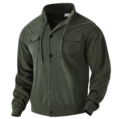 Herren Hemdjacke Lässig Asymmetrisch Mit Taschen