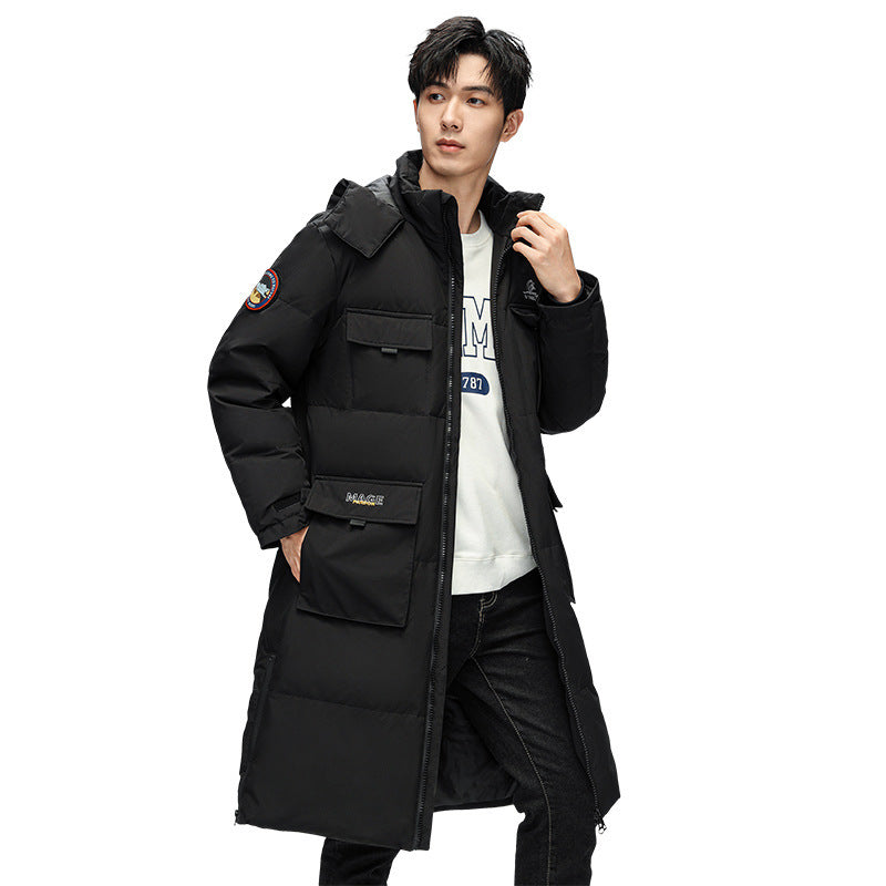 Herren Winterjacke Lang Isoliert mit Taschen