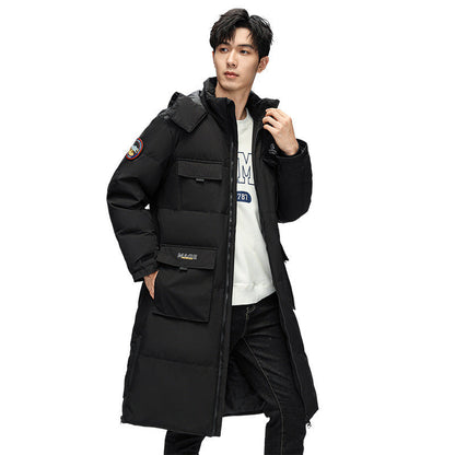 Herren Winterjacke Lang Isoliert mit Taschen