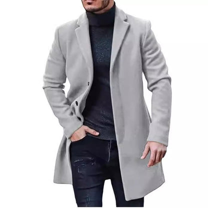 Herren Wollmantel Lang Klassisch Eleganter Schnitt