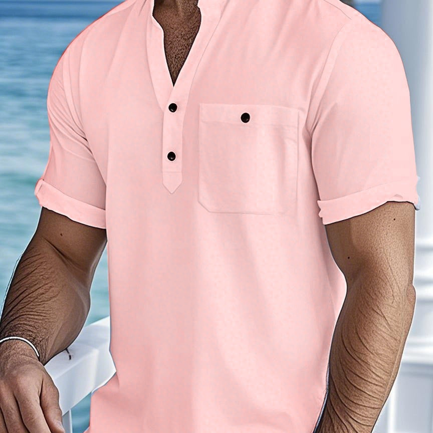 Herren Kurzarm Hemd Knopfverschluss Freizeit Moderne Style - BerlinGlamour