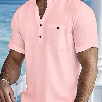 Herren Kurzarm Hemd Knopfverschluss Freizeit Moderne Style - BerlinGlamour