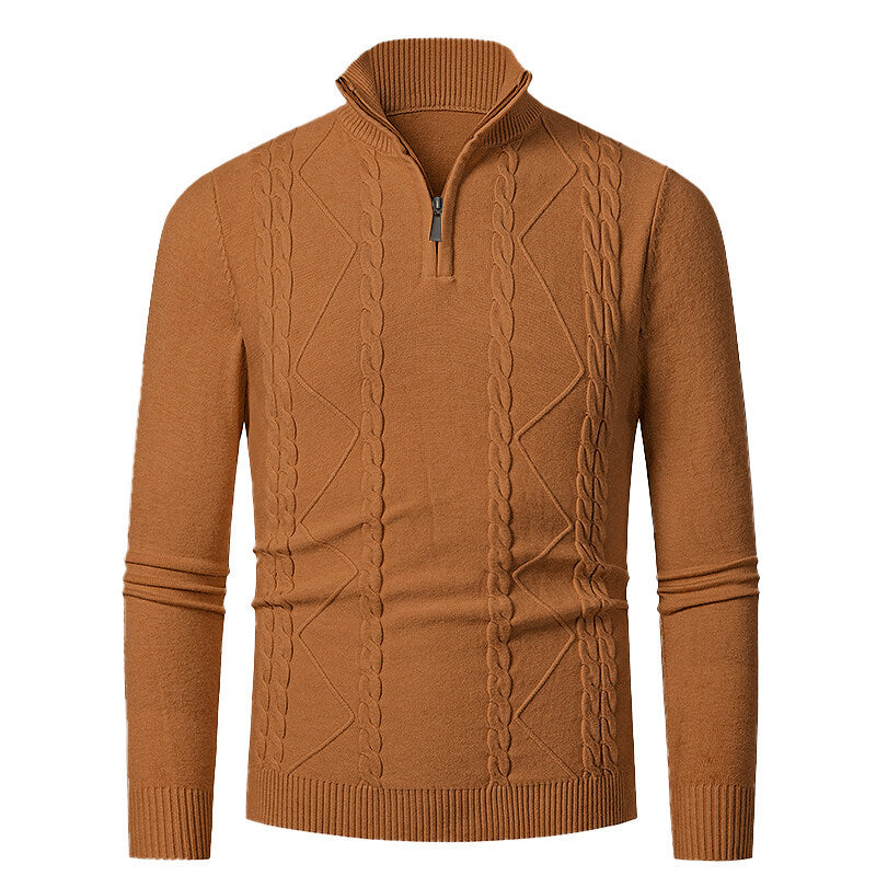 Herren Strickpullover Stehkragen Zopfmuster Modern