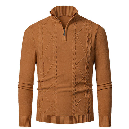 Herren Strickpullover Stehkragen Zopfmuster Modern