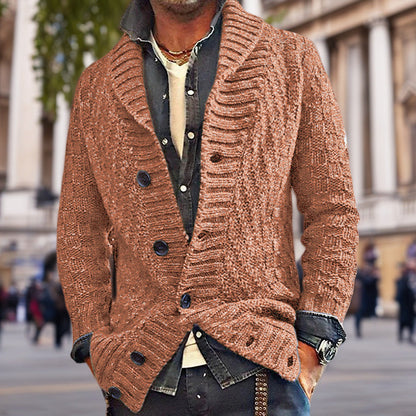 Herren Strickjacke Strukturiert Mit Schalkragen Modern