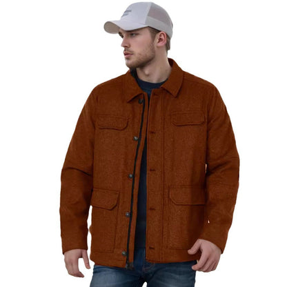 Herren Wolljacke Lässig mit Brusttasche Winter