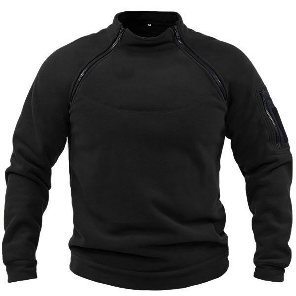 Herren Fleecepullover Warm Thermo mit Kragen und Taschen