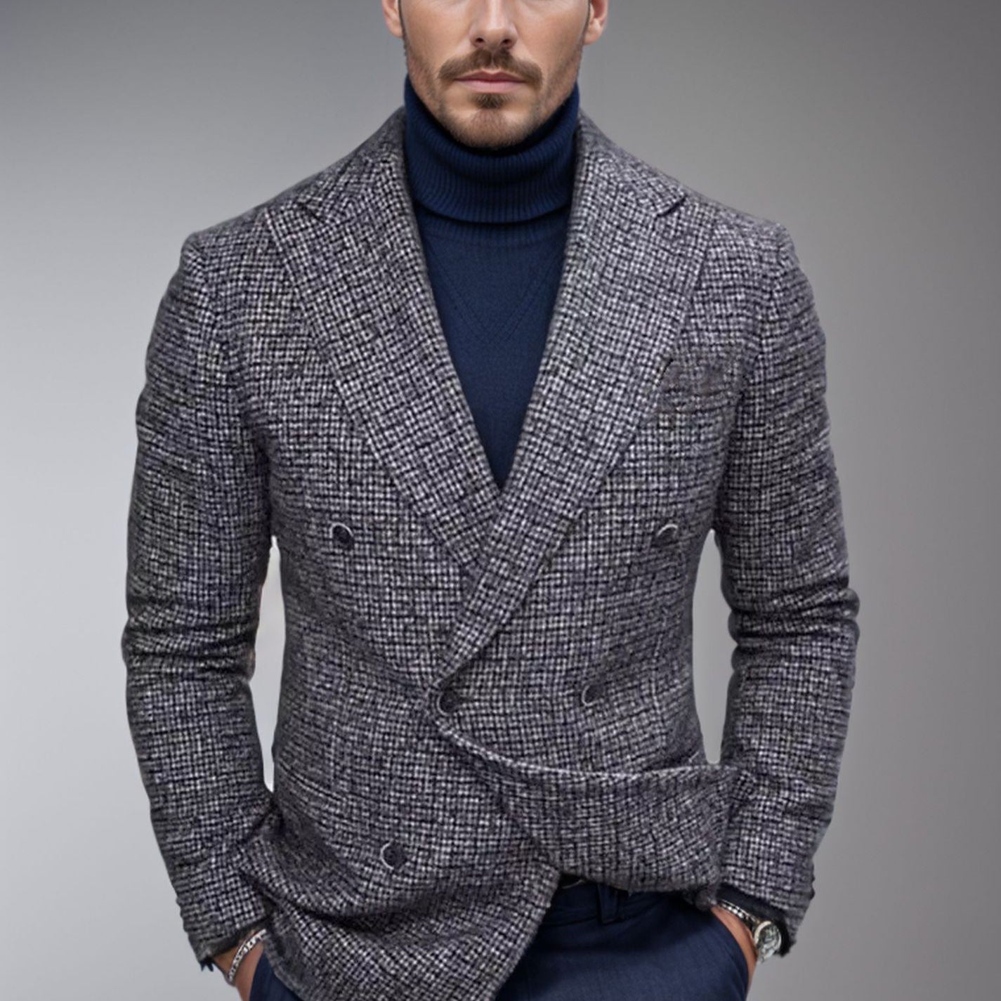Herren Blazer Kariert Elegant Modern mit Doppelknöpfen - BerlinGlamour