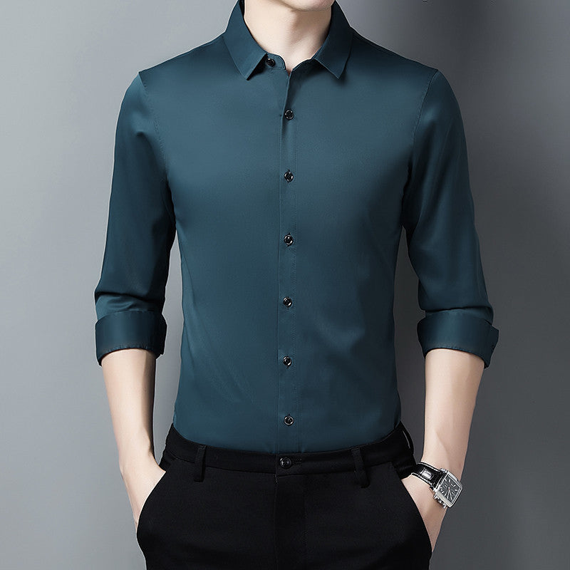 Herren Hemd Langarm aus Seide Satin Elegant