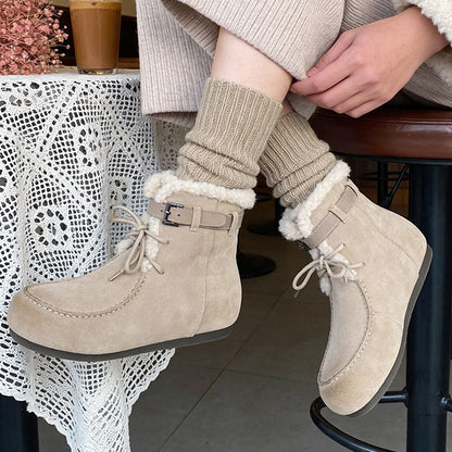Damen Winterstiefel Bequem Kuschelig Mit Schnalle