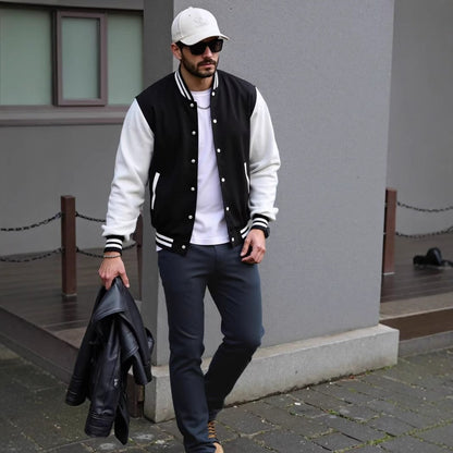 Sportliche Herren Bomberjacke Modern Schwarz